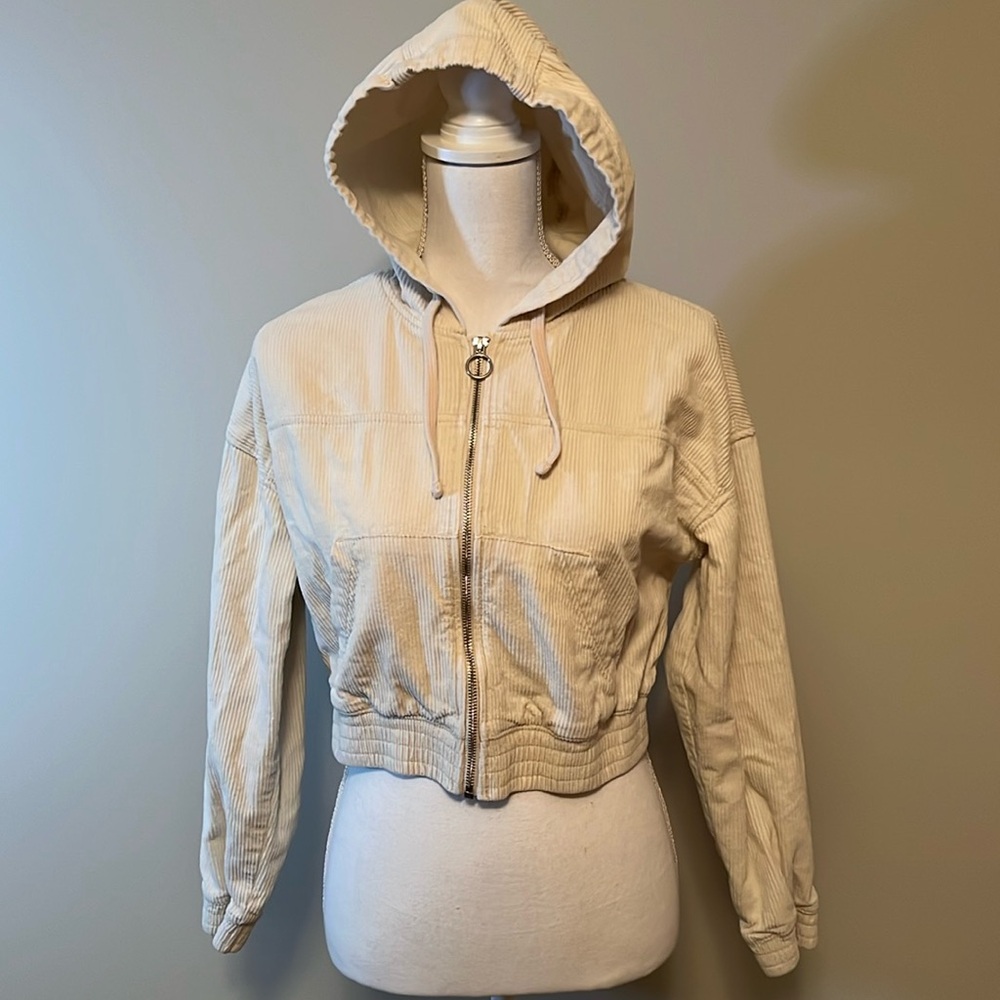 Hollister corduroy hoodie, off-white, size S